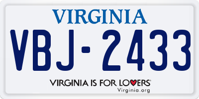 VA license plate VBJ2433