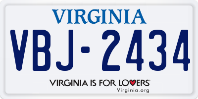VA license plate VBJ2434