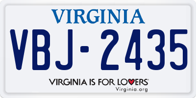 VA license plate VBJ2435