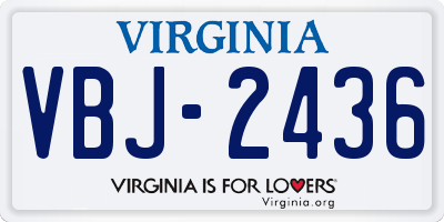 VA license plate VBJ2436