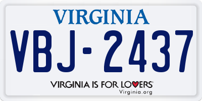 VA license plate VBJ2437