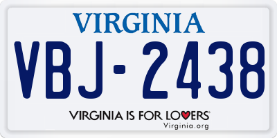 VA license plate VBJ2438