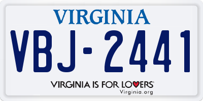 VA license plate VBJ2441