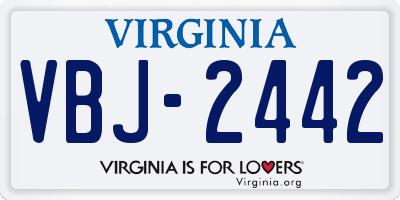 VA license plate VBJ2442