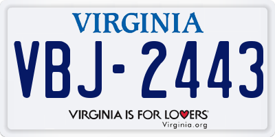 VA license plate VBJ2443