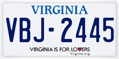 VA license plate VBJ2445
