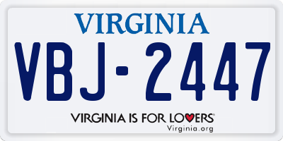 VA license plate VBJ2447
