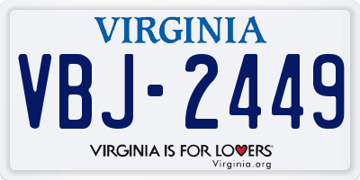 VA license plate VBJ2449