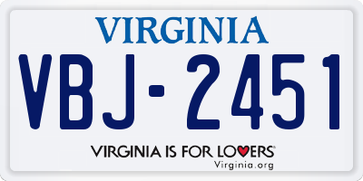 VA license plate VBJ2451