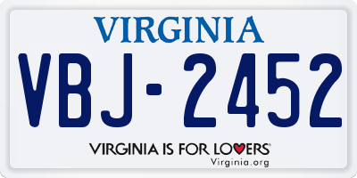 VA license plate VBJ2452