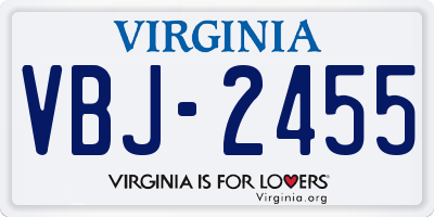 VA license plate VBJ2455