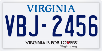 VA license plate VBJ2456