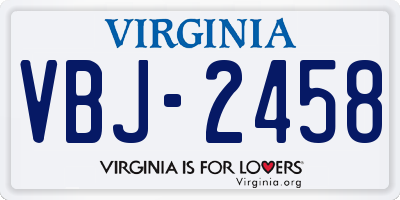 VA license plate VBJ2458