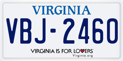 VA license plate VBJ2460