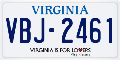 VA license plate VBJ2461