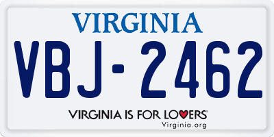 VA license plate VBJ2462