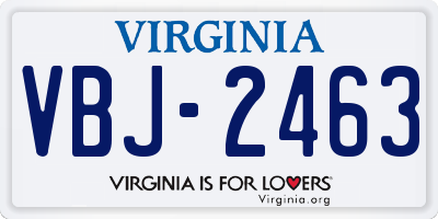 VA license plate VBJ2463