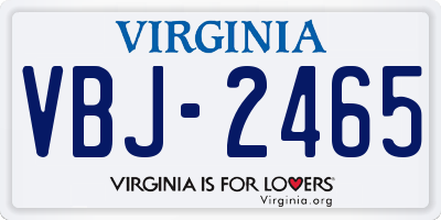 VA license plate VBJ2465