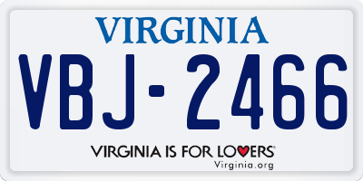 VA license plate VBJ2466