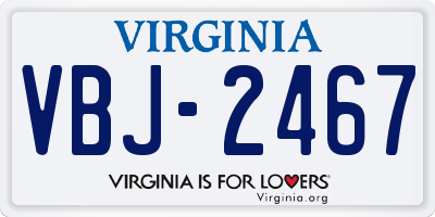 VA license plate VBJ2467