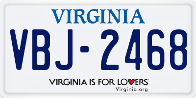 VA license plate VBJ2468