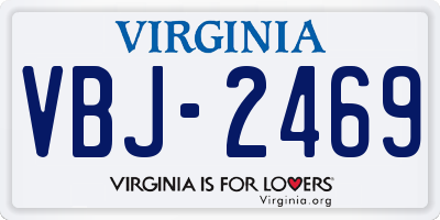 VA license plate VBJ2469