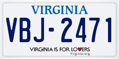 VA license plate VBJ2471