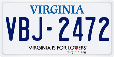 VA license plate VBJ2472