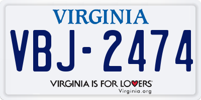 VA license plate VBJ2474