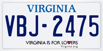 VA license plate VBJ2475