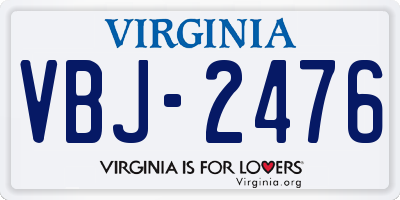 VA license plate VBJ2476