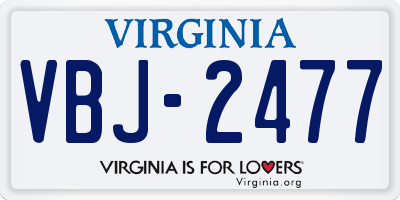 VA license plate VBJ2477