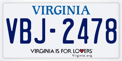 VA license plate VBJ2478