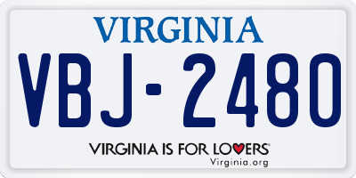VA license plate VBJ2480