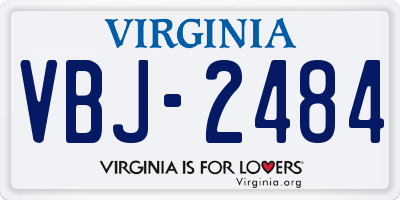 VA license plate VBJ2484