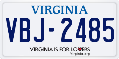 VA license plate VBJ2485