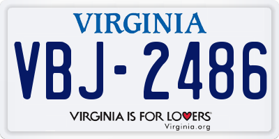 VA license plate VBJ2486