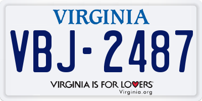 VA license plate VBJ2487