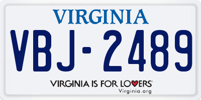 VA license plate VBJ2489
