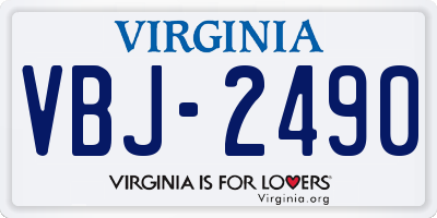 VA license plate VBJ2490