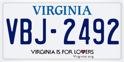 VA license plate VBJ2492