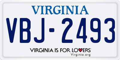 VA license plate VBJ2493