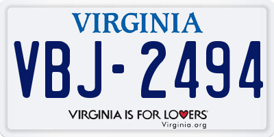VA license plate VBJ2494
