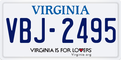 VA license plate VBJ2495