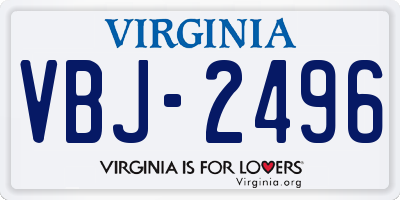 VA license plate VBJ2496