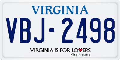 VA license plate VBJ2498