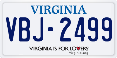 VA license plate VBJ2499