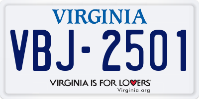 VA license plate VBJ2501