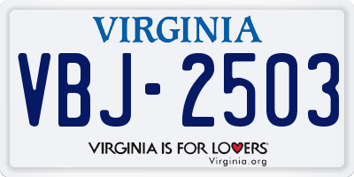 VA license plate VBJ2503