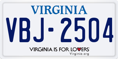 VA license plate VBJ2504